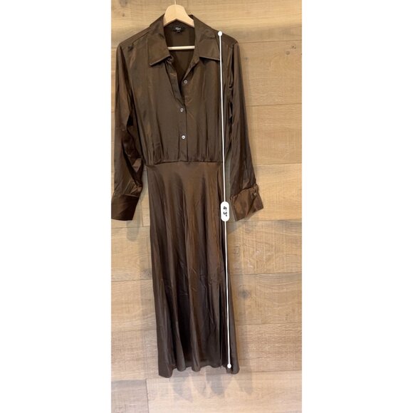 NEW Rails- Kathleen long sleeve dark moss satin Dress SIZE L - Picture 9 of 13